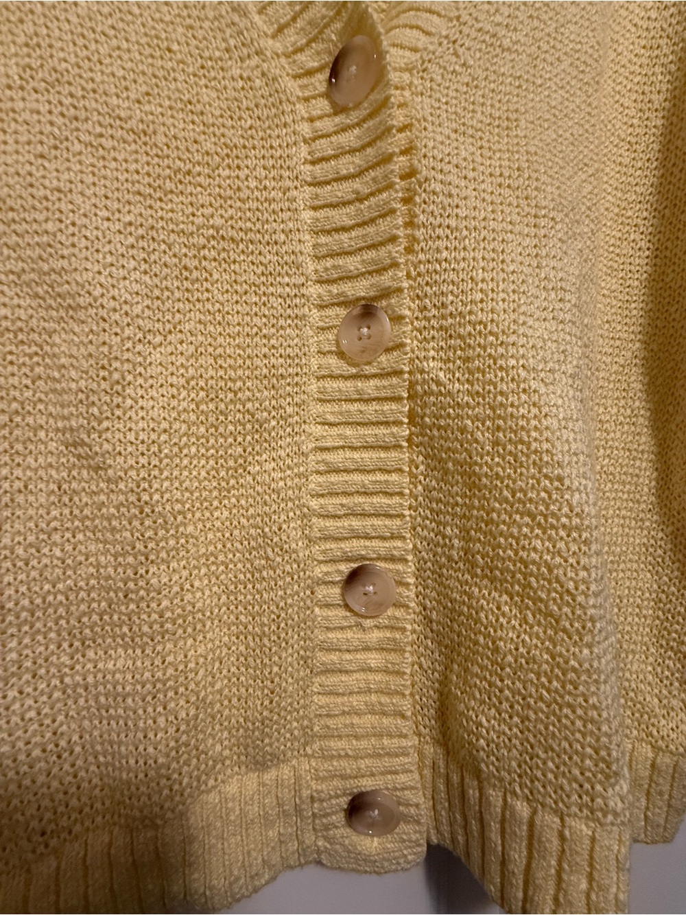 NWT LOFT Lemon Yellow Button-Front V-Neck Cardigan - Picture 4 of 6
